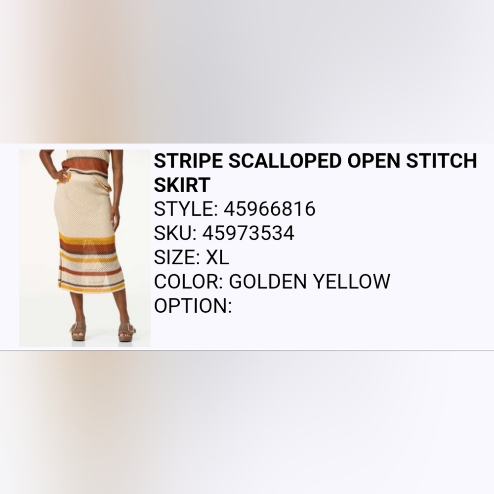 Cato Golden Yellow Stripe Midi Skirt